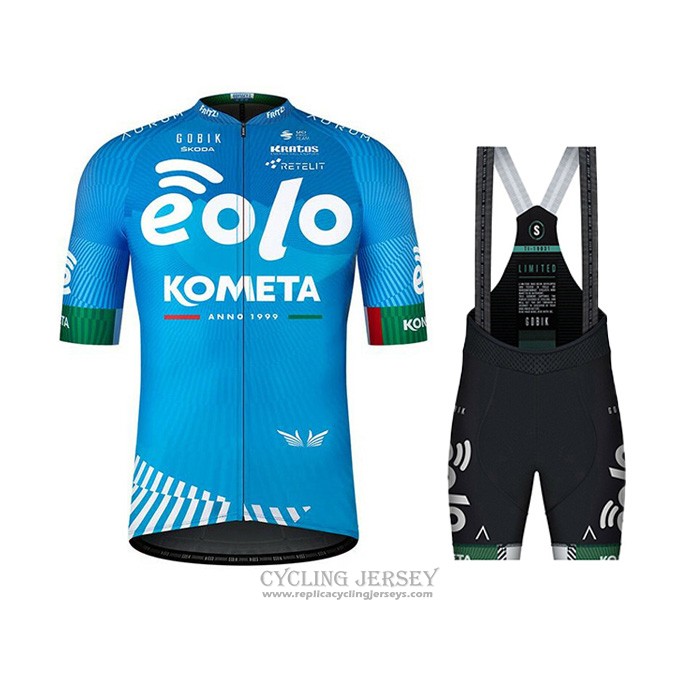 2021 Cycling Jersey Eolo Kometa Blue Short Sleeve And Bib Short